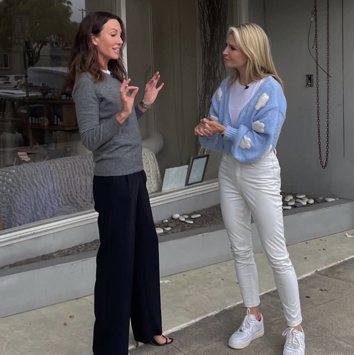 Amanda being interviewed outdoors